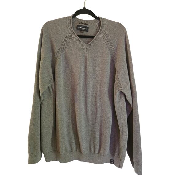 Lucky Brand Men's Welter Weight Gray V-Neck Sweater Size XXL - Picture 1 of 10